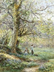 Picking Bluebells, Haslemere, Surrey by James Georges Bingley