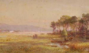 Country Figures In Extensive Tuscany Landscape Near The Mouth Of The River Arno by James Georges Bingley