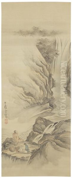 Li Bo Viewing A Waterfall And Du Fu In Contemplation - view 1