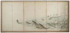 Carp Amidst Reeds by Nagasawa Rosetsu