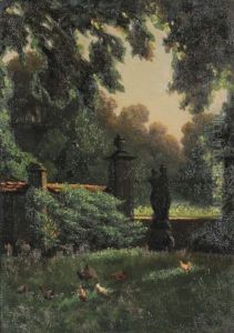 Huhner Vor Den Mauern Des Schwetzinger Parks by Wilhelm Nagel