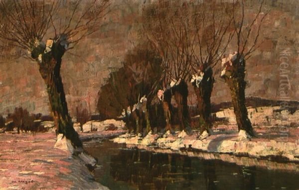 Winterlandschaft Mit Fluss Und Kopfweiden - view 1