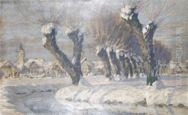 Verschneiter Fluslauf Mit Kopfweiden - view 1