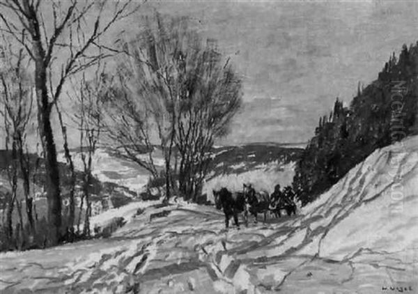 Pferdeschlitten In Weiter Schneelandschaft - view 1