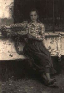 Girl With Basket Of Cherries by Ernest De Nagy