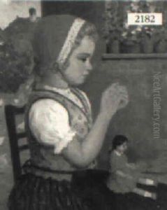 Young Girl With Doll by Ernest De Nagy