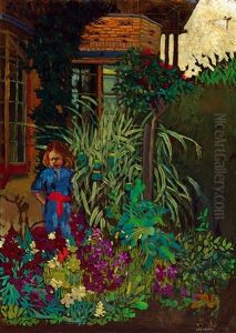 The Artist's Flower Garden In Godollo (pintyo In The Garden) by Sandor Jozsef Nagy