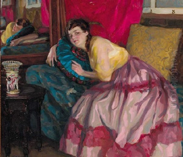 A Lady Reclining In A Mirror - view 1