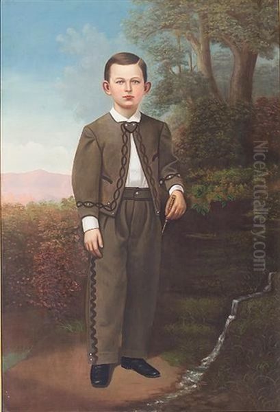 A Portrait Of A Young Boy Wearing A Mexican Riding Outfit - view 1