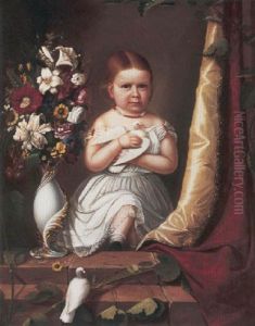 A Portrait Of A Child In A White Dress Holding Doves
