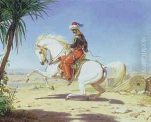 A Man On Horseback In Egypt by Charles Christian Nahl