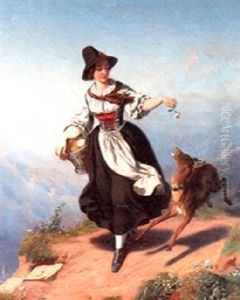 Young Girl On A Mountain Path by Charles Christian Nahl