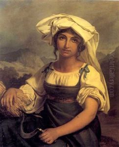 Portrait D'une Jeune Paysanne Dans Un Paysage