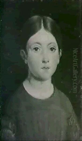 Portrait De Fillette En Robe Bleue - view 1