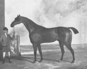 A Bay Hunter Held By A Groom by George Nairn