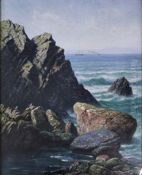 The Shutter Rock, Lundy Island (+ The Ebbing Tide, Pair) - view 1