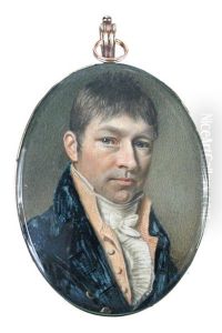 Portrait Of A Gentleman Wearing A Dark Blue Coat And Tied White Stock