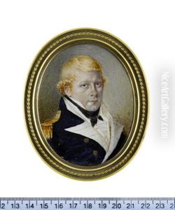 A Naval Officer, Wearing Blue Coat With White Facings And Gold Epaulettes, White Waistcoat With Gold Buttons, Frilled White Chemise, Black Stock And Tie