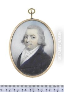A Gentleman, Wearing Blue Coat, White Waistcoat, Stock And Cravat, His Hair Powdered