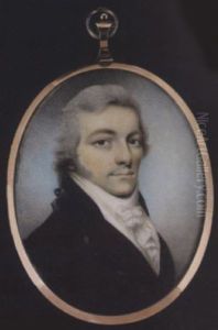A Gentleman Wearing Dark Brown Coat With Black Collar, White Waistcoat, Tied Stock And Frilled Cravat, His Hair Powdered And Worn En Queue