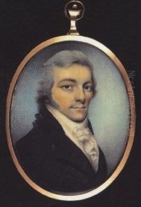 A Gentleman Wearing Dark Brown Coat With Black Collar, White Waistcoat, Tied Stock And Frilled Cravat, His Hair Powdered And En Queue