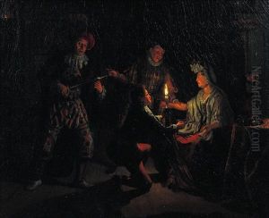 Scene D'interieur Hollandais Avec Un Arlequin Medecin
