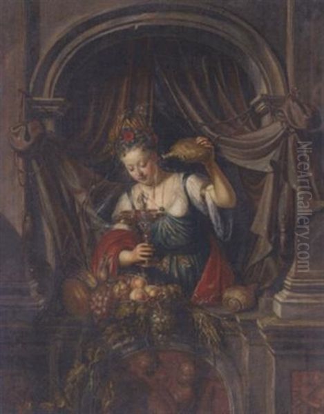 A Lady Pouring Wine At A Casement - view 1
