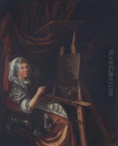 Malerin Vor Staffelei by Matthys Naiveu