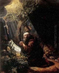 Saint Jerome At Contemplation by Matthys Naiveu
