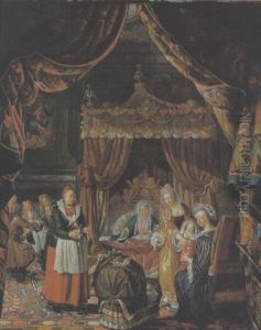 Blick In Das Schlafzimmer Eines Vornehmen Hollandischen Burgerhauses Mit Einer Familie