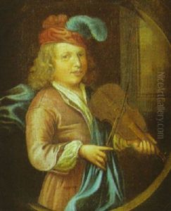 Portrait D'homme Jouant Du Violon by Matthys Naiveu