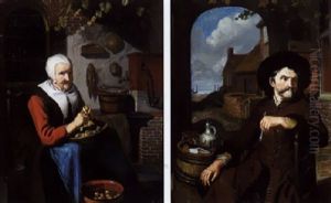Cuisiniere Dans Un Interieur Epluchant Des Legumes by Matthys Naiveu
