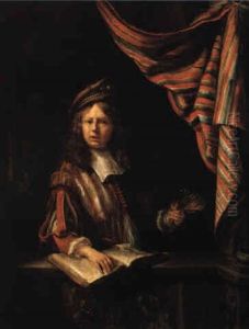 Self-portrait Of The Artist At A Window Holding Palette And Brushes by Matthys Naiveu