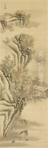 Two Hanging Scrolls Depicting Spring And Autumn Landscapes Two Hanging Scrolls Depicting Spring And Autumn Landscapes