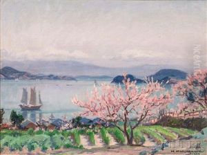 Shoreline With Cherry Blossoms by Hachiro Nakagawa