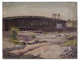 Cottage Farm Bridge (boston University Bridge, Spring Scene) by Kanji Nakamura