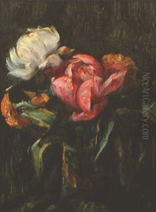 Peonies (recto/verso) by Tsune Nakamura