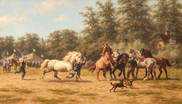Een Paardenmarkt In Een Frans Dorp - view 1