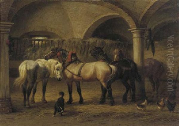 Horses In A Stable - view 1