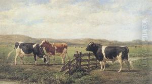 Cattle At A Gate by Willem Carel Nakken