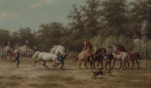 A Horse Market In A French Village by Willem Carel Nakken