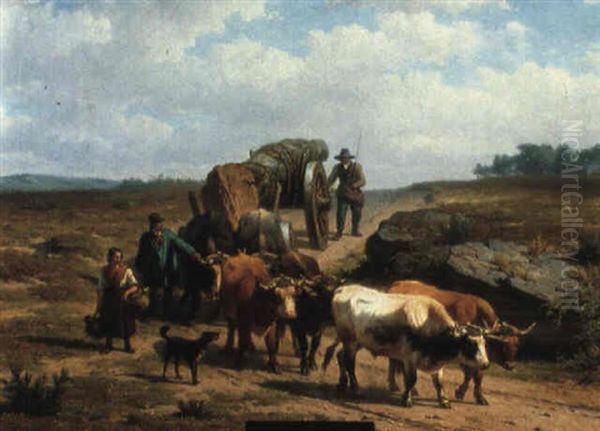 Oxen Pulling Home A Cart - view 1
