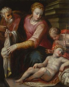 The Holy Family With The Infant Saint John The Baptist by Giovanni Battista di Matteo Naldini