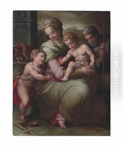 The Holy Family With The Young Saint John The Baptist by Giovanni Battista di Matteo Naldini