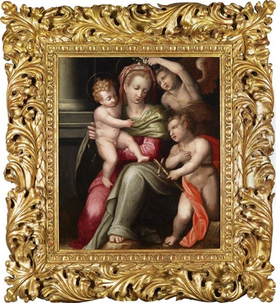 Die Madonna Von Einem Engel Bekranzt Mit Dem Johannesknaben - view 1