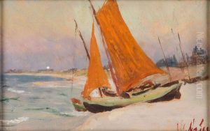 A Boat By The Shore by Wladimir (Wlodzimierz) Nalecz