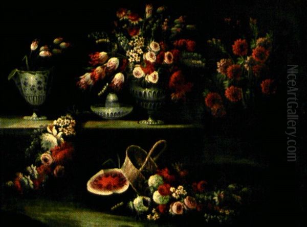 Composition Florale Sur Un Entablement - view 1