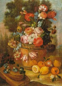 Florero Con Frutas Sobre Una Mesa by Mariano Nani