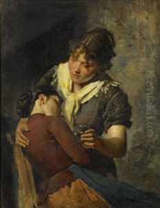 Mother And Daughter by Napoleone Nani