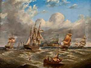 British Naval Bessels Off Gibraltar by George Alexander Napier